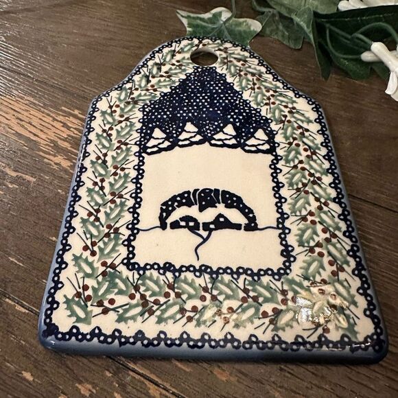 Polish Pottery Boleslawiec‎ Cutting Board Cheese Board Trivet Holly Leaf - Picture 3 of 6